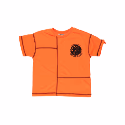 T-Shirt With Stitching Details-Orange-13-14 Yrs