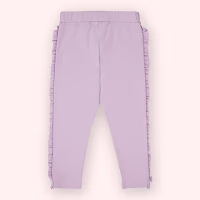 Leggings With Elastic Waist And Ruffled Detail-Lilac-1.5-2 Yrs
