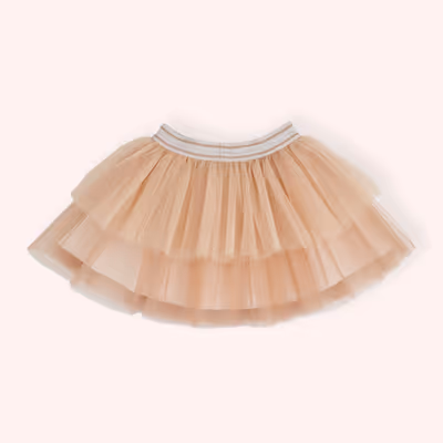 Elastic Waist Glitter Detailed Lined Tutu Skirt-Mink-12-18 Mth