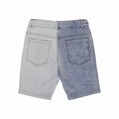 Two-Tone Denim Shorts-Blue-10-11Yrs