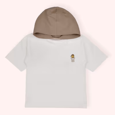 Hooded T-Shirt-Ecru-6-7 Yrs