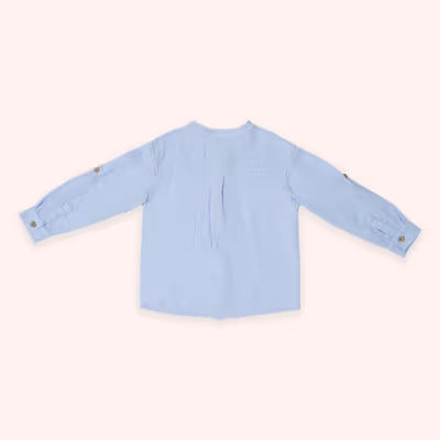 Long Sleeve Muslin Shirt-Blue-7-8 Yrs