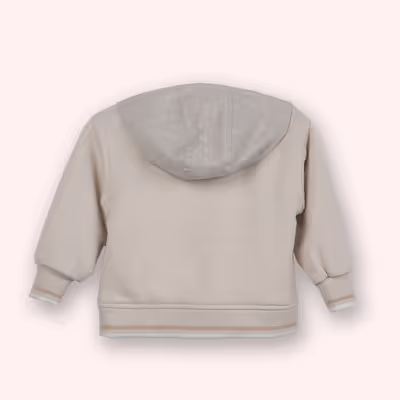 Striped Hooded Snap Button Sweatshirt-Beige-0-6 Mth