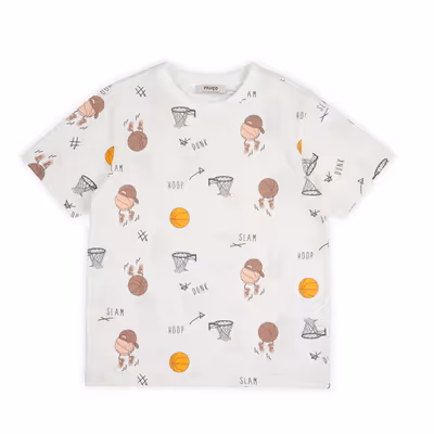 Printed T-Shirt-Ecru-5-6 Yrs