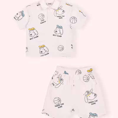 Printed Detailed Shorts 2-Piece Set 2511BB17002