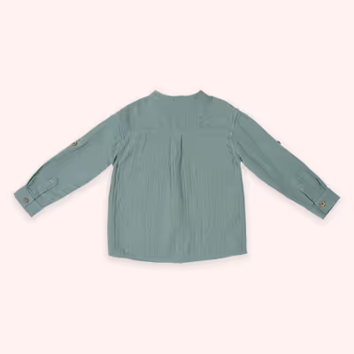 Long Sleeve Muslin Shirt-Green-3-4 Yrs
