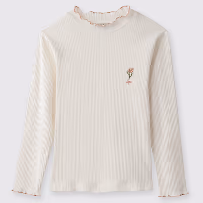 Long Sleeve T-shirt-Ecru-5-6 YRS