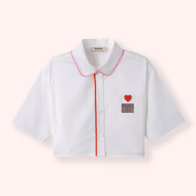 Short Sleeve Shirt with Collar-White-9-10 Yrs