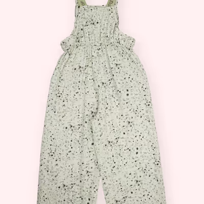 Patterned Overalls-Green-5-6 Yrs