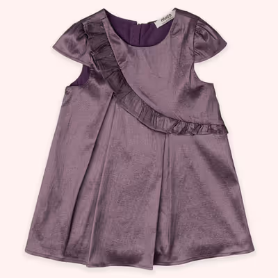 Dress With Ruffle Detail-Purple-7-8 Yrs