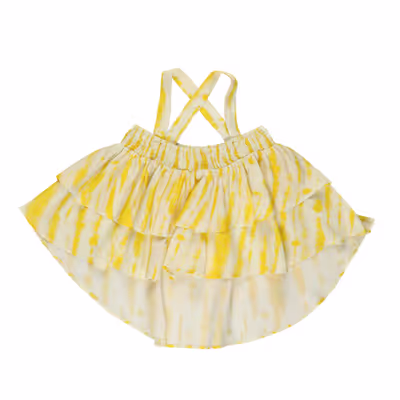 Batik Patterned Layered Detailed Blouse-Yellow-11-12 Yrs