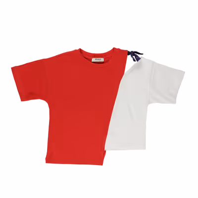 Asymmetric Cut T-Shirt-Red-11-12 Yrs
