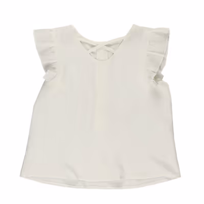 Blouse With Ruffled Sleeves-Ecru-11-12 Yrs