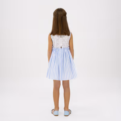 Dress with Lace Detail on the Back-Blue-5-6Yrs