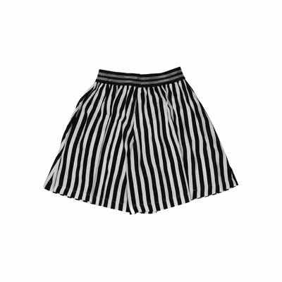 Striped Shorts Skirt-Black-10-11Yrs