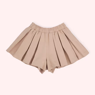 Elastic Waist Pleated Shorts Skirt 2511GK07003