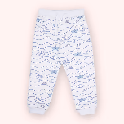 Printed Sweatpants-White-2-3 Yrs