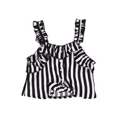 Striped Sleeveless Shirt-Black-10-11Yrs