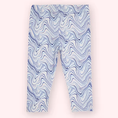 Elastic Waist Printed Leggings-Blue-1.5-2 Yrs