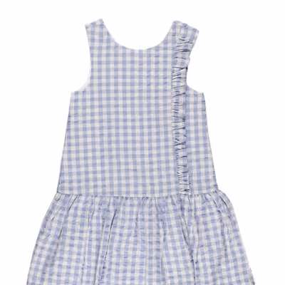 Ruffle Detailed Sleeveless Plaid Dress-Lilac-3-4 Yrs