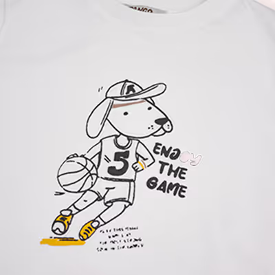 Printed Detailed T-Shirt-Ecru-0-6 Mth