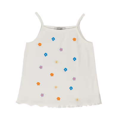 Floral Patterned Tank Top-White-3-4 Yrs