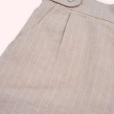 Striped Shorts With Elastic Waistband&Button Detail-Beige-11-12 Yrs