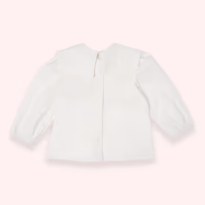 Bow Detailed Blouse-White-1.5-2 Yrs