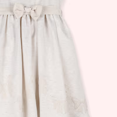 Short Sleeve Party Dress-Beige-7-8 Yrs