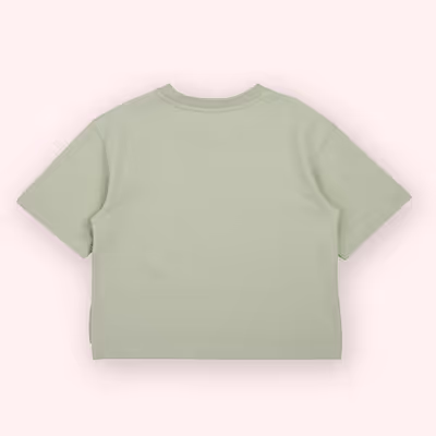 Short Sleeve Printed Slit Detailed T-Shirt-Khaki-1.5-2 Yrs