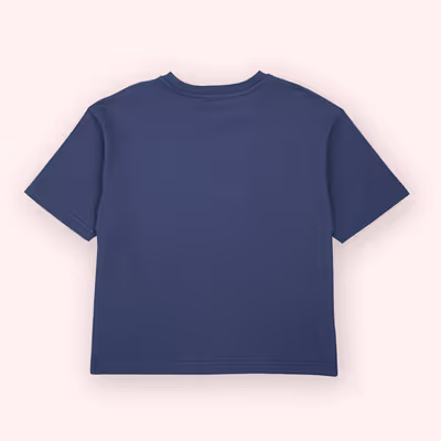 Printed Detailed Short Sleeve T-Shirt-Navy-9-10 Yrs