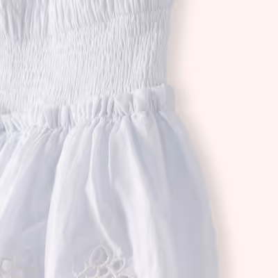 Waist Pleated Cutout Skirt-White-6-7 Yrs