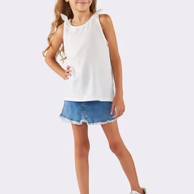 Shoulder Bow Detailed Ribbed Undershirt 2311GK15004