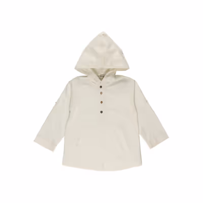 Hooded Long Sleeve Shirt-Ecru-6-7 Yrs