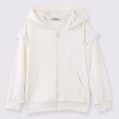 Zippered Sweatshirt-Ecru-4-5 YRS