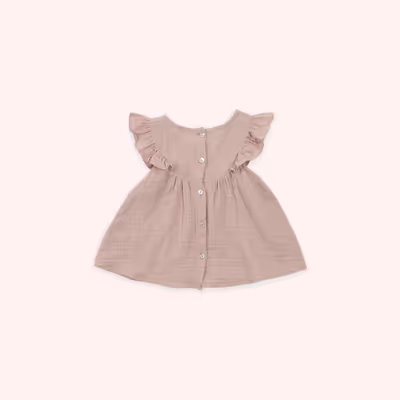 Soft Textured Blouse with Ruffled Sleeves-Pink-3-4 Yrs