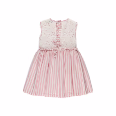 Dress with Lace Detail on the Back-Pink-10-11Yrs