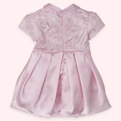 Lace Detailed Satin Dress-Pink-4-5 Yrs