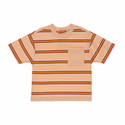 Striped Short Sleeve T-Shirt-Salmon-1,5-2 Yrs