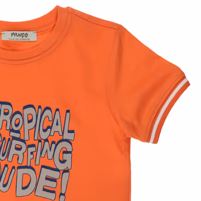 Printed Short Sleeve T-shirt-Salmon-0-6 Mth