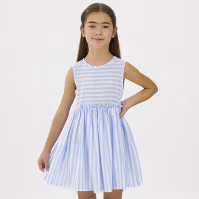 Dress with Lace Detail on the Back-Blue-11-12Yrs