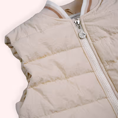 Zippered Zero Sleeve Micro Vest-Beige-11-12 Yrs