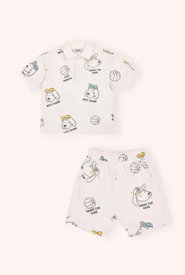 Printed Detailed Shorts 2-Piece Set 2511BB17002