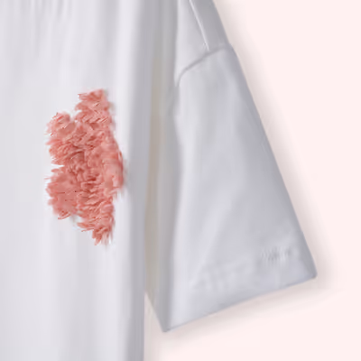 Embroidered T-Shirt-White-3-4 Yrs