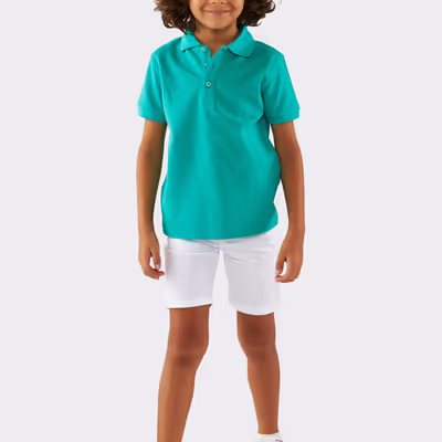 Buttoned Shorts-White-11-12 Yrs