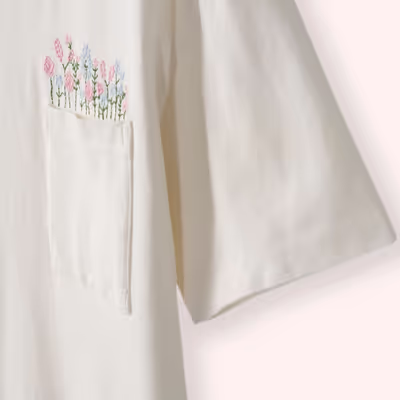 T-Shirt with Embroidery Details-Ecru-5-6 Yrs
