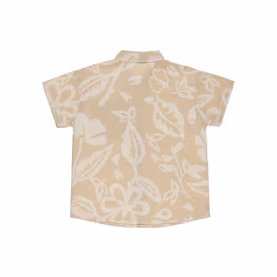 Printed Short Sleeve Shirt-Beige-11-12 Yrs