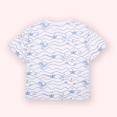 Printed T-Shirt-White-5-6 Yrs