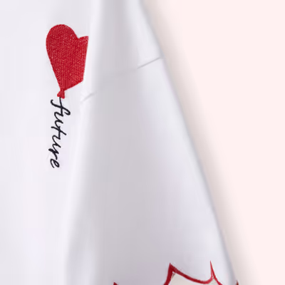T-Shirt with Embroidered Front and Sleeves-White-3-4 Yrs