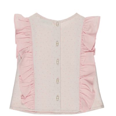 Ruffle Detailed Glittery Blouse-Pink-1,5-2 Yrs